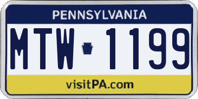 PA license plate MTW1199