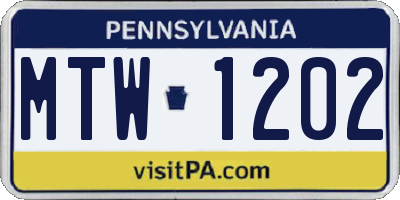 PA license plate MTW1202