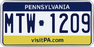 PA license plate MTW1209