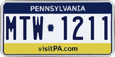 PA license plate MTW1211