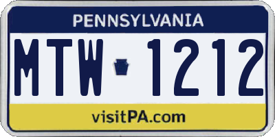 PA license plate MTW1212