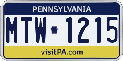 PA license plate MTW1215