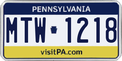 PA license plate MTW1218