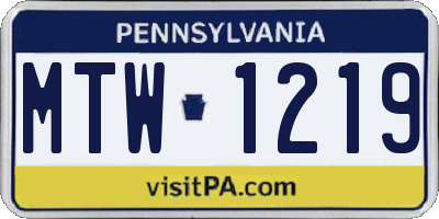 PA license plate MTW1219