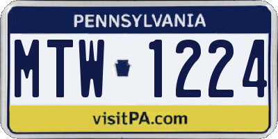 PA license plate MTW1224