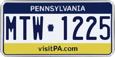 PA license plate MTW1225
