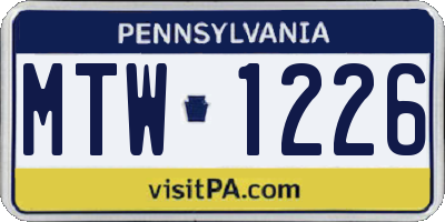 PA license plate MTW1226
