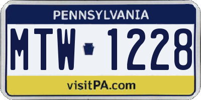 PA license plate MTW1228