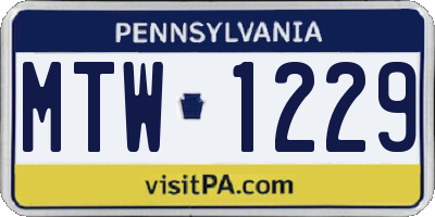 PA license plate MTW1229
