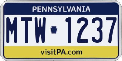 PA license plate MTW1237
