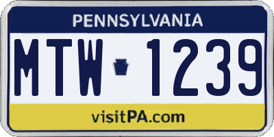 PA license plate MTW1239