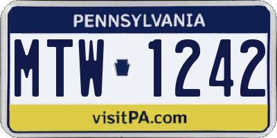 PA license plate MTW1242