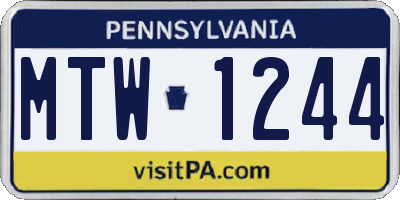 PA license plate MTW1244