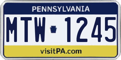 PA license plate MTW1245