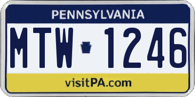 PA license plate MTW1246