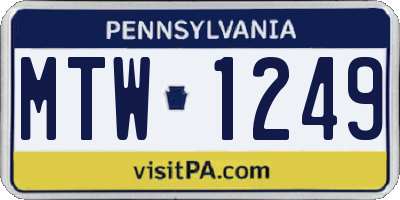 PA license plate MTW1249