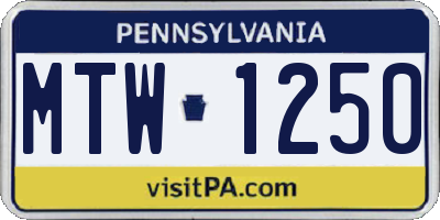 PA license plate MTW1250