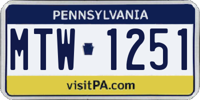 PA license plate MTW1251