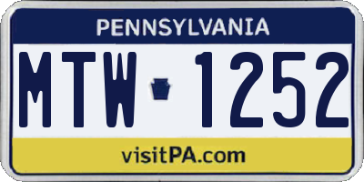 PA license plate MTW1252