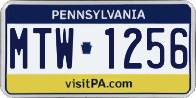 PA license plate MTW1256