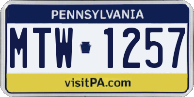 PA license plate MTW1257