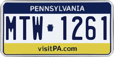 PA license plate MTW1261