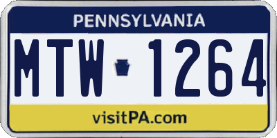 PA license plate MTW1264
