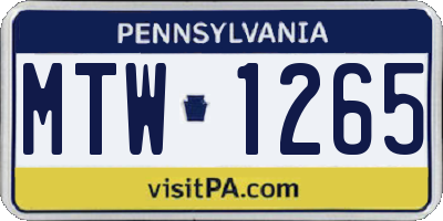 PA license plate MTW1265