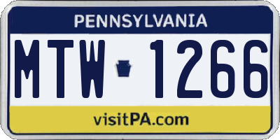 PA license plate MTW1266