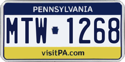PA license plate MTW1268