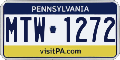 PA license plate MTW1272