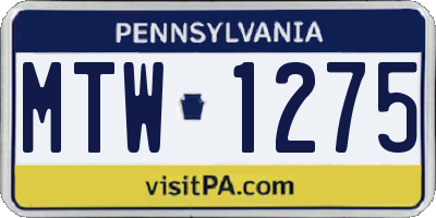 PA license plate MTW1275