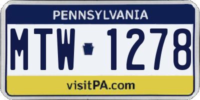 PA license plate MTW1278
