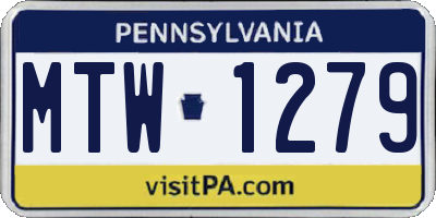 PA license plate MTW1279
