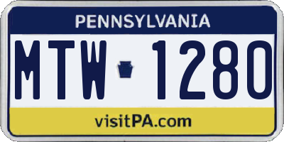 PA license plate MTW1280