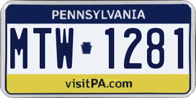 PA license plate MTW1281