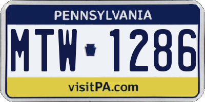 PA license plate MTW1286