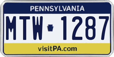 PA license plate MTW1287