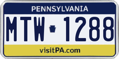 PA license plate MTW1288