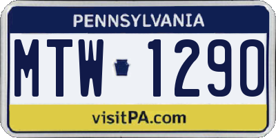 PA license plate MTW1290