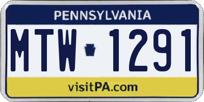 PA license plate MTW1291
