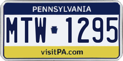 PA license plate MTW1295