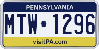 PA license plate MTW1296