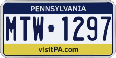 PA license plate MTW1297
