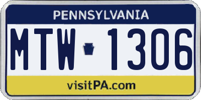 PA license plate MTW1306
