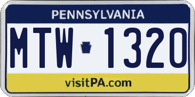 PA license plate MTW1320