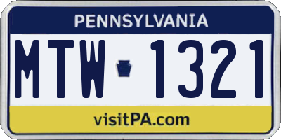 PA license plate MTW1321