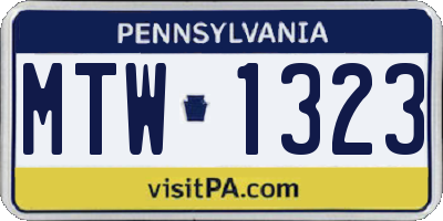 PA license plate MTW1323