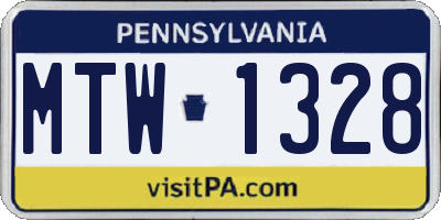 PA license plate MTW1328
