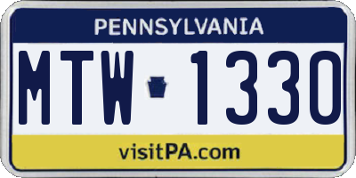 PA license plate MTW1330